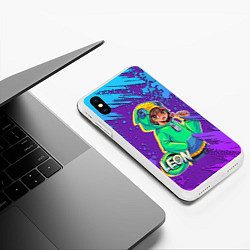 Чехол iPhone XS Max матовый BRAWL STARS LEON, цвет: 3D-белый — фото 2