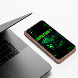 Чехол iPhone XS Max матовый MINECRAFT, цвет: 3D-коричневый — фото 2