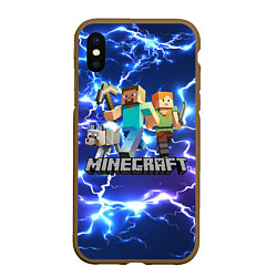 Чехол iPhone XS Max матовый MINECRAFT МАЙНКРАФТ, цвет: 3D-коричневый