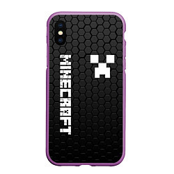 Чехол iPhone XS Max матовый MINECRAFT МАЙНКРАФТ, цвет: 3D-фиолетовый