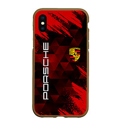 Чехол iPhone XS Max матовый PORSCHE, цвет: 3D-коричневый