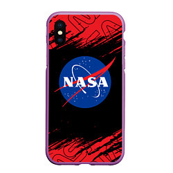 Чехол iPhone XS Max матовый NASA НАСА, цвет: 3D-фиолетовый
