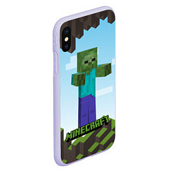 Чехол iPhone XS Max матовый Minecraft, цвет: 3D-светло-сиреневый — фото 2