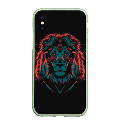 Чехол iPhone XS Max матовый Лев на закате, цвет: 3D-салатовый