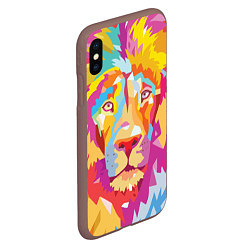 Чехол iPhone XS Max матовый Акварельный лев, цвет: 3D-коричневый — фото 2