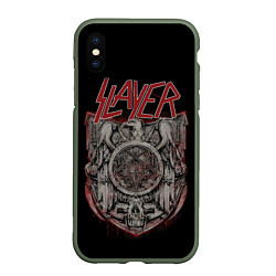 Чехол iPhone XS Max матовый Slayer, цвет: 3D-темно-зеленый