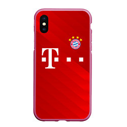 Чехол iPhone XS Max матовый FC Bayern Munchen, цвет: 3D-малиновый