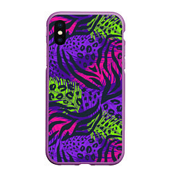 Чехол iPhone XS Max матовый Африканский дух, цвет: 3D-фиолетовый