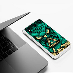 Чехол iPhone XS Max матовый Тотемная сова, цвет: 3D-белый — фото 2