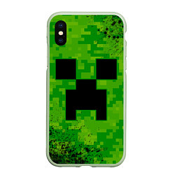 Чехол iPhone XS Max матовый MINECRAFT МАЙНКРАФТ, цвет: 3D-салатовый