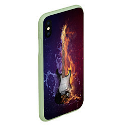 Чехол iPhone XS Max матовый Гитара огня, цвет: 3D-салатовый — фото 2