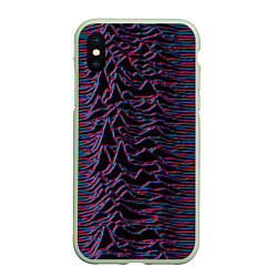 Чехол iPhone XS Max матовый Joy Division Glitch, цвет: 3D-салатовый