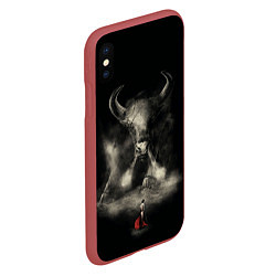 Чехол iPhone XS Max матовый Бык 2021, цвет: 3D-красный — фото 2
