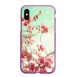 Чехол iPhone XS Max матовый Цветы, цвет: 3D-фиолетовый
