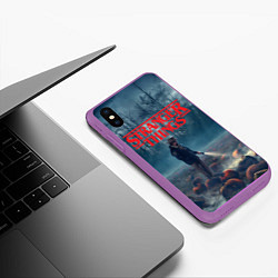 Чехол iPhone XS Max матовый Stranger Things, цвет: 3D-фиолетовый — фото 2