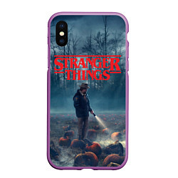 Чехол iPhone XS Max матовый Stranger Things, цвет: 3D-фиолетовый