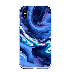 Чехол iPhone XS Max матовый Абстрактные волны, цвет: 3D-белый