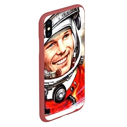 Чехол iPhone XS Max матовый Юрий Гагарин 1, цвет: 3D-красный — фото 2