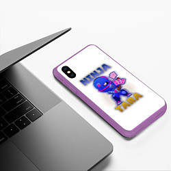 Чехол iPhone XS Max матовый Ниндзя Тара Бравл Старс BS, цвет: 3D-фиолетовый — фото 2