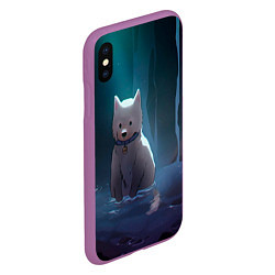 Чехол iPhone XS Max матовый Одинокий пес в озере слез, цвет: 3D-фиолетовый — фото 2
