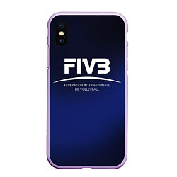 Чехол iPhone XS Max матовый FIVB Volleyball, цвет: 3D-сиреневый