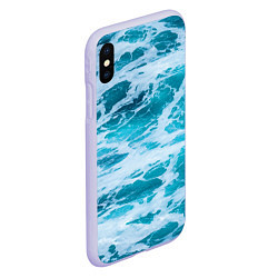 Чехол iPhone XS Max матовый Вода волны пена море, цвет: 3D-светло-сиреневый — фото 2