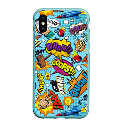 Чехол iPhone XS Max матовый Pop art comics, цвет: 3D-мятный