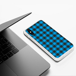 Чехол iPhone XS Max матовый Голубая клетка, цвет: 3D-белый — фото 2