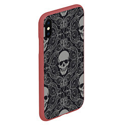 Чехол iPhone XS Max матовый Skulls, цвет: 3D-красный — фото 2