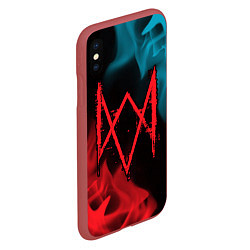 Чехол iPhone XS Max матовый WATCH DOGS LEGION ВОТЧ ДОГС, цвет: 3D-красный — фото 2