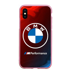 Чехол iPhone XS Max матовый BMW БМВ, цвет: 3D-розовый