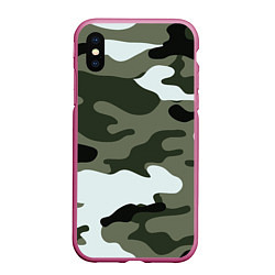 Чехол iPhone XS Max матовый Camouflage 2, цвет: 3D-малиновый