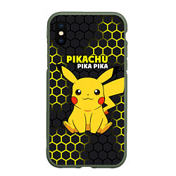 Чехол iPhone XS Max матовый Pikachu Pika Pika, цвет: 3D-темно-зеленый