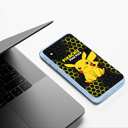 Чехол iPhone XS Max матовый Pikachu Pika Pika, цвет: 3D-голубой — фото 2