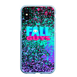 Чехол iPhone XS Max матовый Fall Guys, цвет: 3D-голубой