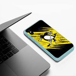 Чехол iPhone XS Max матовый Pittsburgh Penguins Sport, цвет: 3D-мятный — фото 2