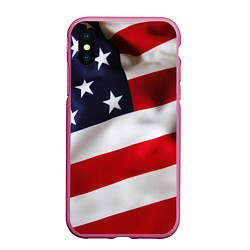 Чехол iPhone XS Max матовый США USA, цвет: 3D-малиновый