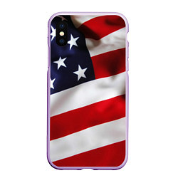 Чехол iPhone XS Max матовый США USA, цвет: 3D-сиреневый