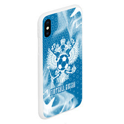 Чехол iPhone XS Max матовый FOOTBALL RUSSIA Футбол, цвет: 3D-белый — фото 2