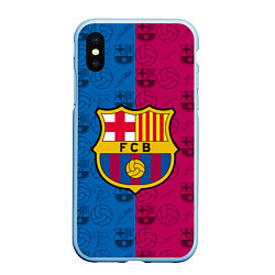 Чехол iPhone XS Max матовый FC BARCELONA, цвет: 3D-голубой