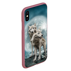 Чехол iPhone XS Max матовый Волки альбиносы, цвет: 3D-малиновый — фото 2