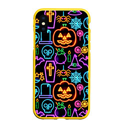 Чехол iPhone XS Max матовый Halloween, цвет: 3D-желтый