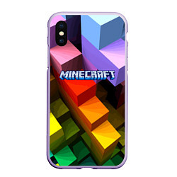 Чехол iPhone XS Max матовый Minecraft - pattern, цвет: 3D-светло-сиреневый