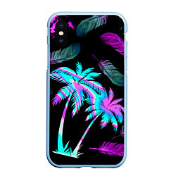 Чехол iPhone XS Max матовый Неоновое лето, цвет: 3D-голубой