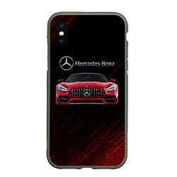 Чехол iPhone XS Max матовый Mercedes Benz AMG, цвет: 3D-темно-зеленый