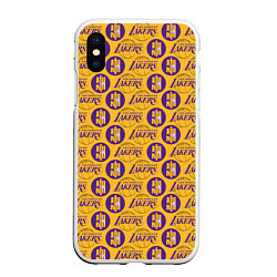 Чехол iPhone XS Max матовый LA LAKERS, цвет: 3D-белый