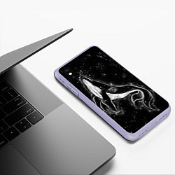 Чехол iPhone XS Max матовый Космический Кит, цвет: 3D-светло-сиреневый — фото 2