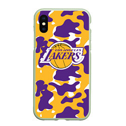 Чехол iPhone XS Max матовый LA LAKERS ЛЕЙКЕРС, цвет: 3D-салатовый