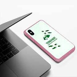Чехол iPhone XS Max матовый Енот, цвет: 3D-малиновый — фото 2