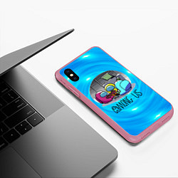 Чехол iPhone XS Max матовый Among Us карты, цвет: 3D-малиновый — фото 2